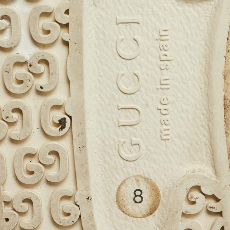 Pre Owned Gucci Beige/Brown GG Canvas and Suede Tortuga High Top Sneakers Size 42