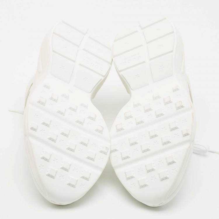Pre Owned Gucci White Leather Rhyton Lace Up Sneakers Size 41.5
