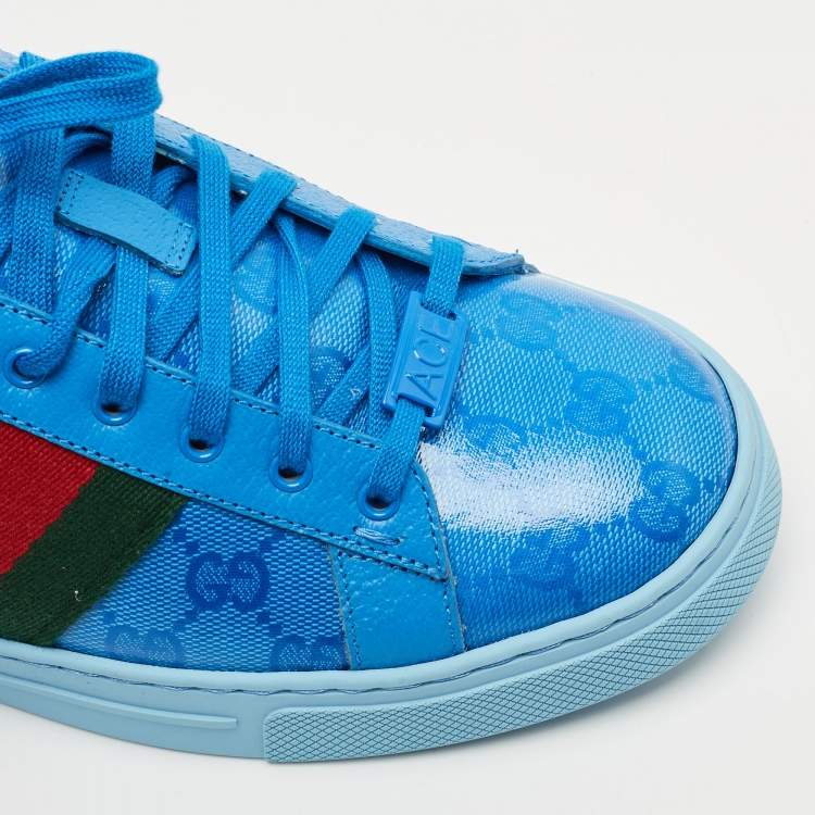Pre Owned Gucci Blue GG Crystal Canvas Ace Sneakers Size 42