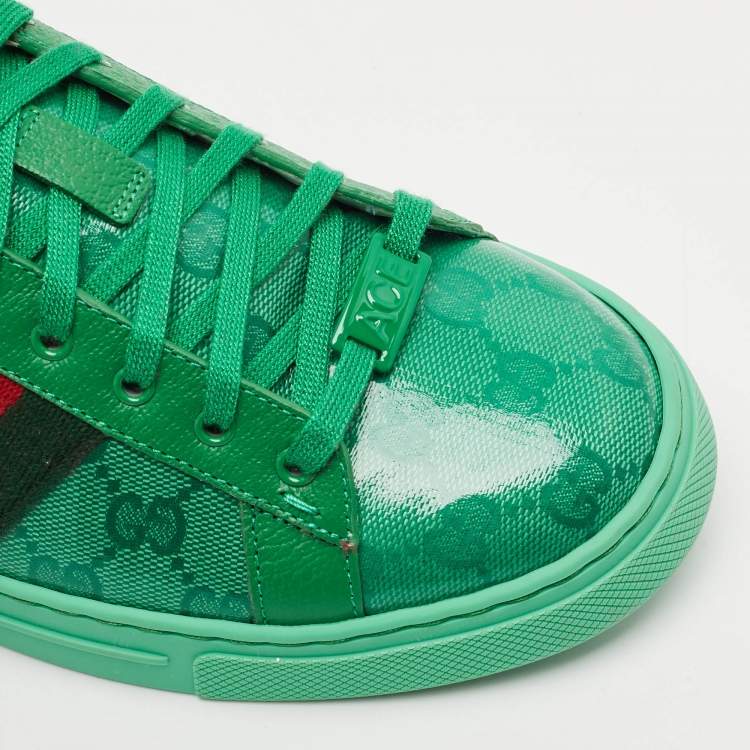 Pre Owned Gucci Green GG Crystal Canvas Ace Low Top Sneakers Size 41