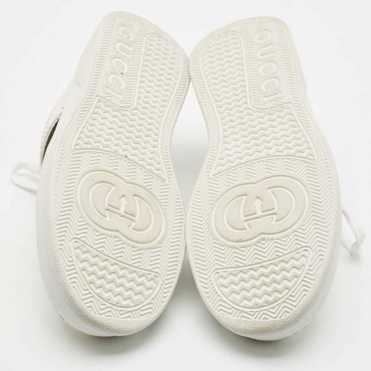 Pre Owned Gucci White Perforated Leather Web GG Chunky B Sneakers Size 42