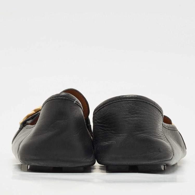 Pre Owned Gucci Brown Leather GG Web Penny Loafers Size 43.5