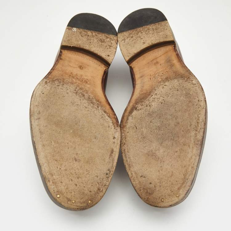 Pre Owned Gucci Brown Ombre Leather Horsebit Loafers Size 42