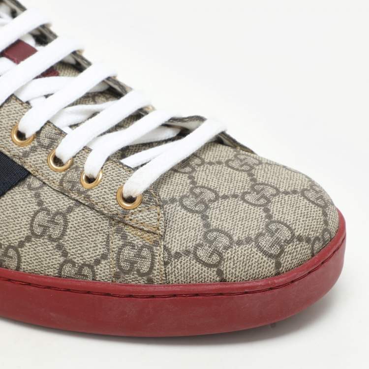 Pre Owned Gucci Multicolor GG Coated Canvas and Nylon Ace High Top-Sneakers Size 43