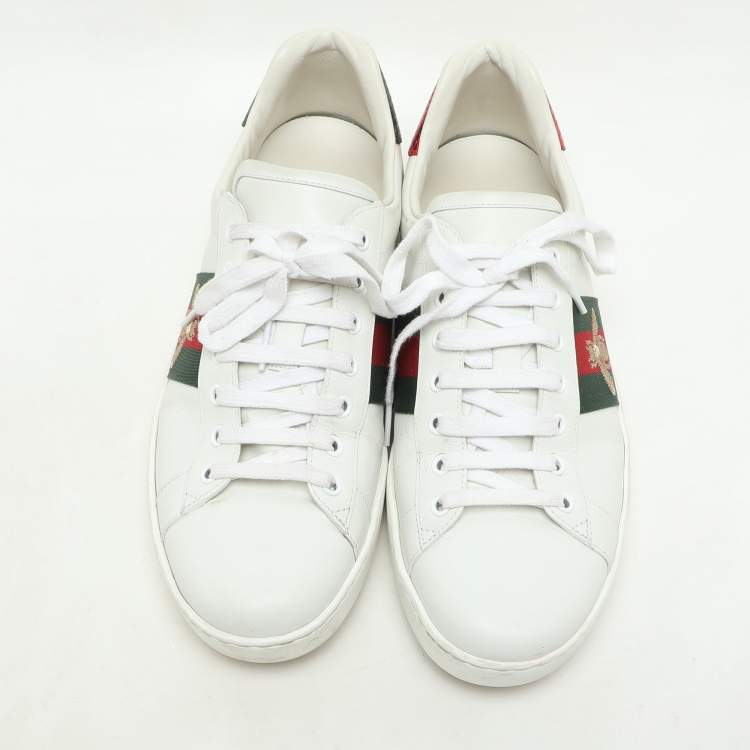Pre Owned Gucci White Leather Ace Low Top Sneakers Size 44