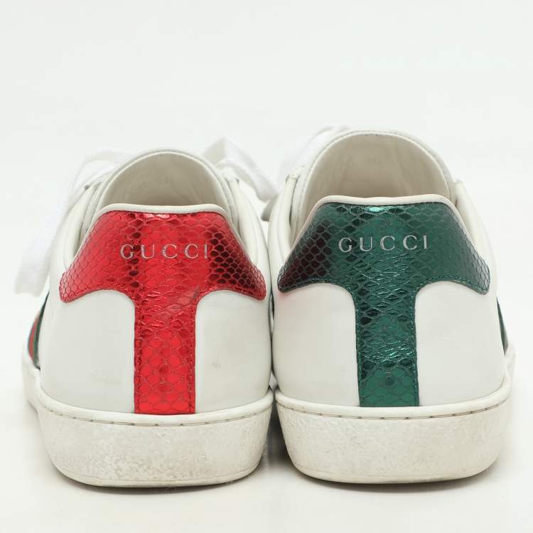 Pre Owned Gucci White Leather Ace Low Top Sneakers Size 44