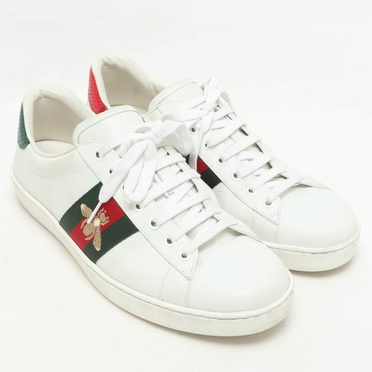Pre Owned Gucci White Leather Ace Low Top Sneakers Size 44