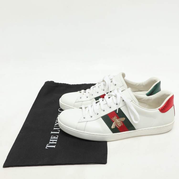 Pre Owned Gucci White Leather Ace Low Top Sneakers Size 44