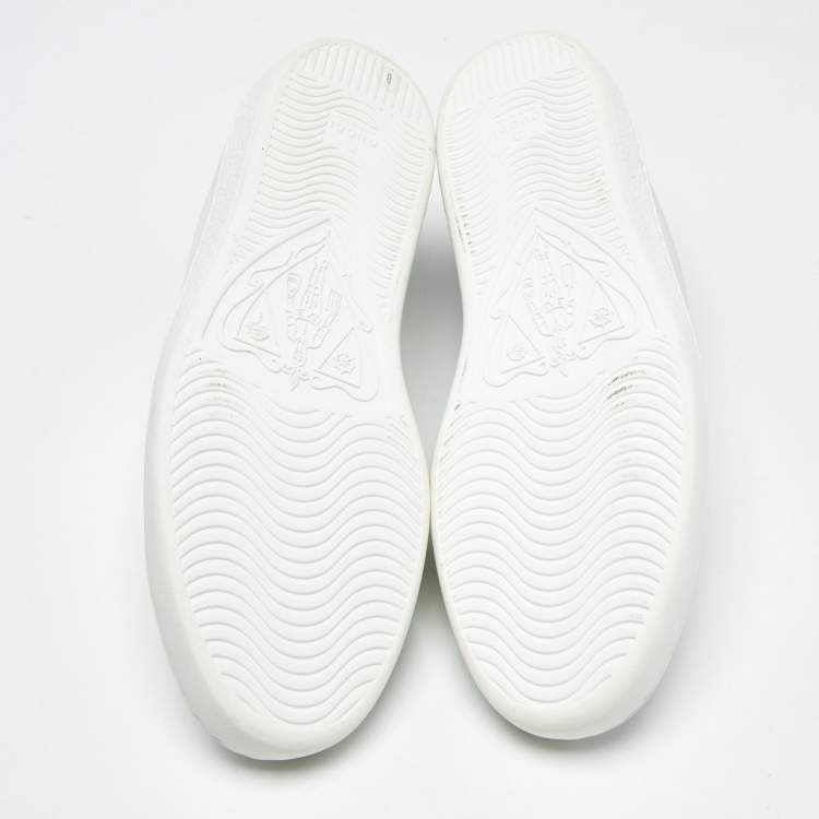 Pre Owned Gucci White Perforated Interlocking G Leather Ace Sneakers Size 42