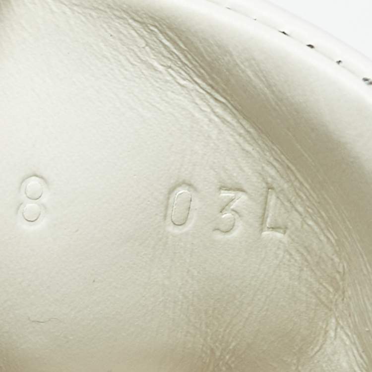 Pre Owned Gucci White Perforated Interlocking G Leather Ace Sneakers Size 42