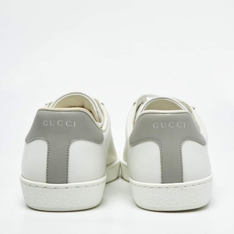 Pre Owned Gucci White Perforated Interlocking G Leather Ace Sneakers Size 42