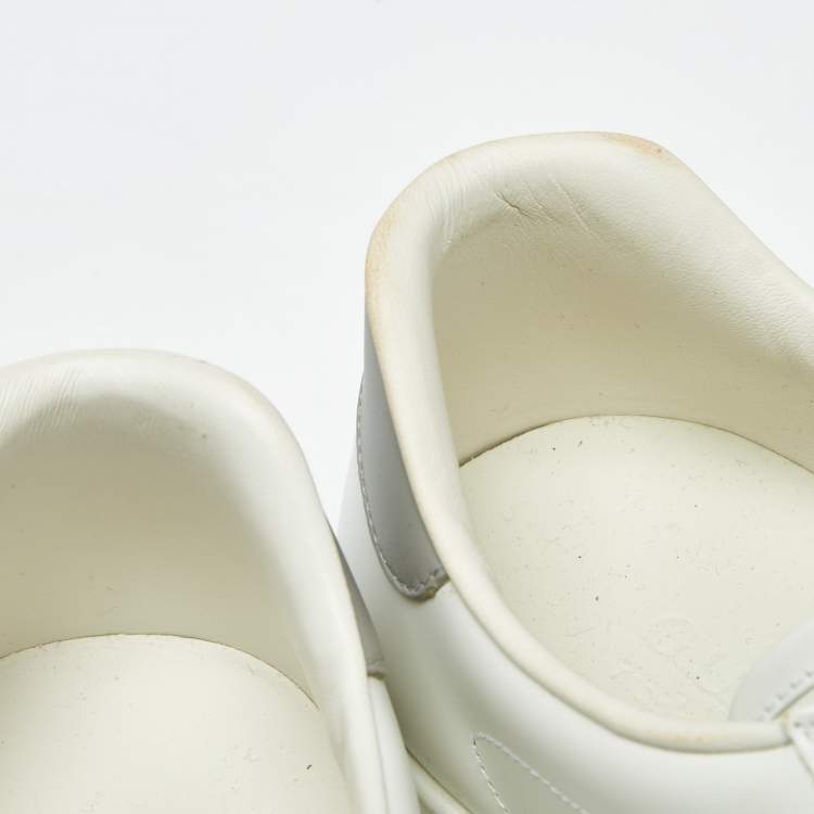 Pre Owned Gucci White Perforated Interlocking G Leather Ace Sneakers Size 42