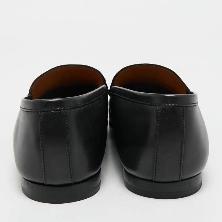 Pre Owned Gucci Black Leather Jordaan Slip On Loafers Size 41.5