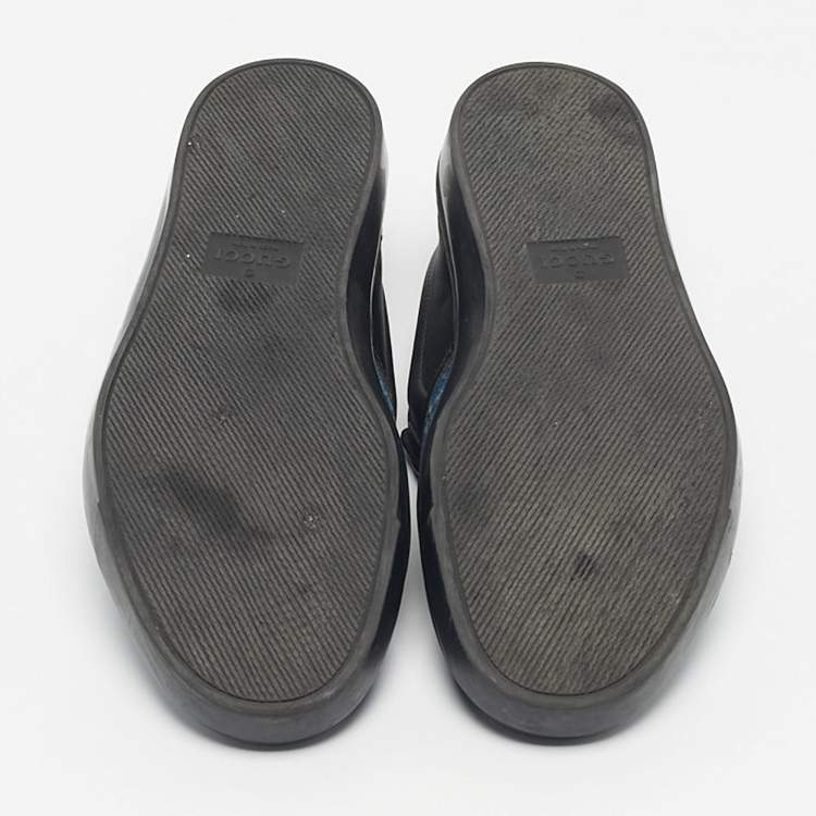 Pre Owned Gucci Black/Blue  Python And Leather Slip On Sneakers Size 42.5
