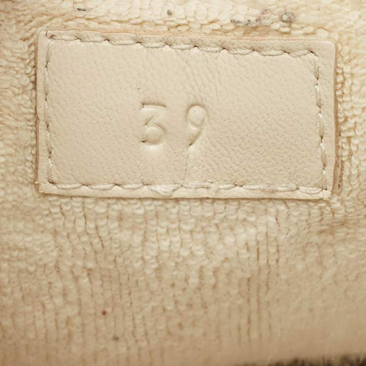 Pre Owned Gucci Cream GG Canvas And Nubuck Leather Screener Low Top Sneakers Size 39