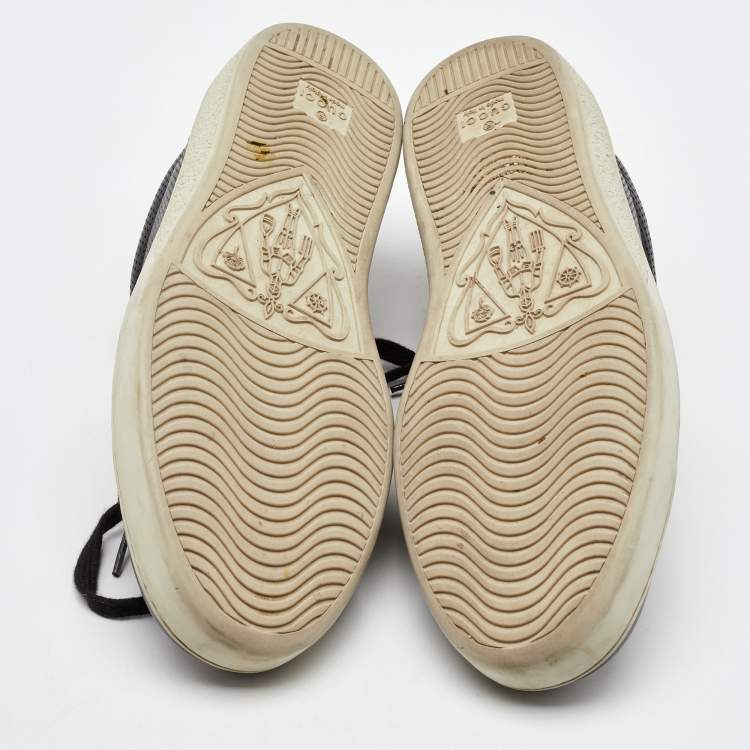 Pre Owned Gucci Black Perforated Leather Web Detail Low Top Sneakers Size 40