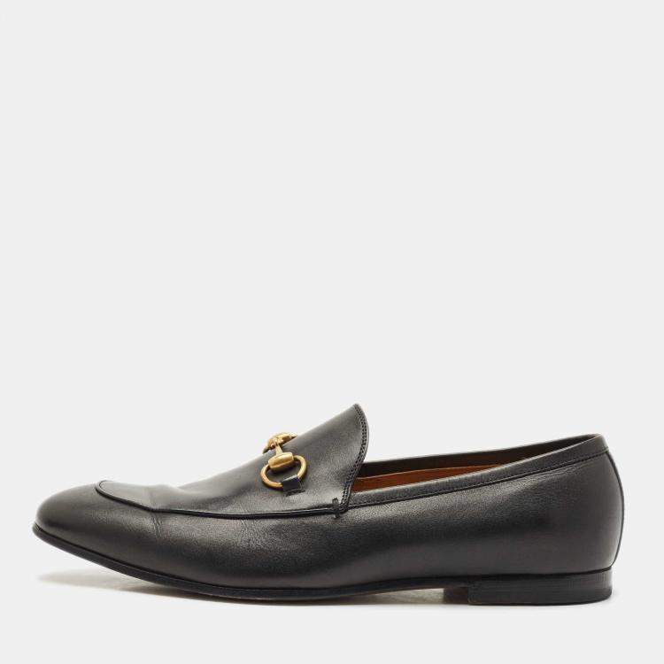 Pre Owned Gucci Black Leather Jordaan Loafers Size 43