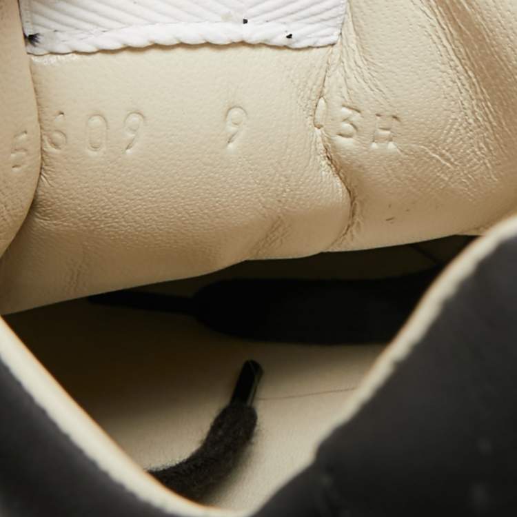 Pre Owned Gucci Black Leather Rhyton Logo Low Top Sneakers Size 43