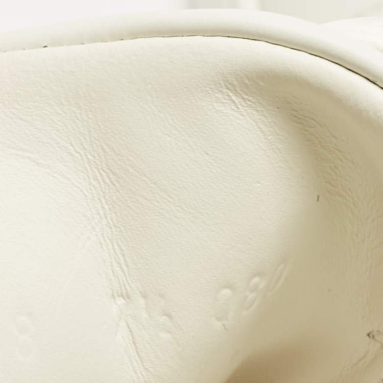 Pre Owned Gucci White Leather Ace Web Tiger Embroidered Low Top Sneakers Size 41.5