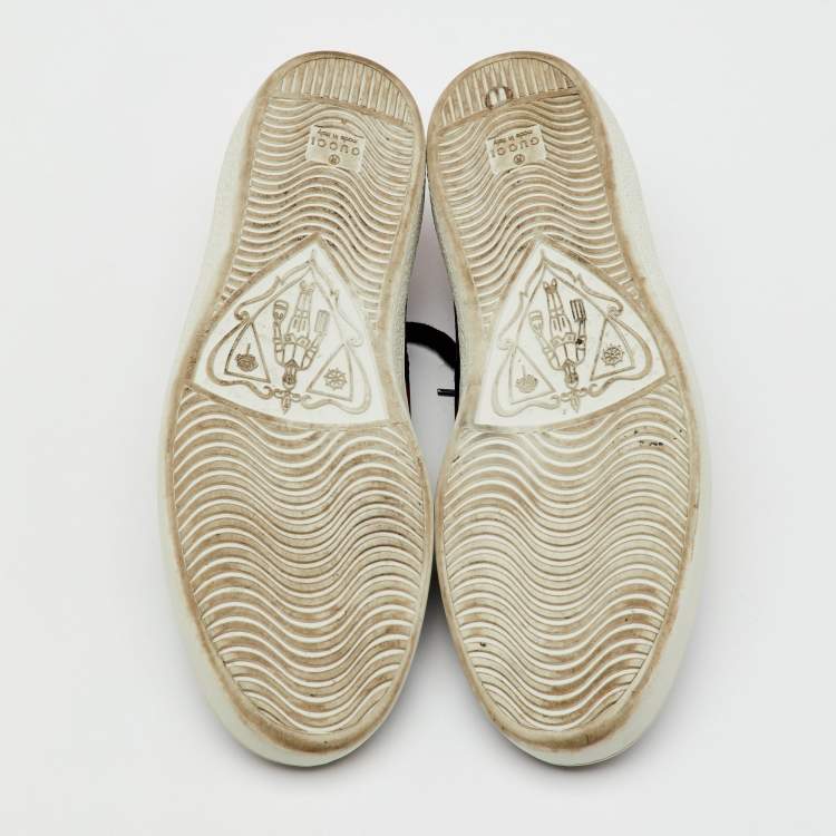 Pre Owned Gucci Black GG Supreme Canvas Web Ace Tiger Low Top Sneakers Size 44