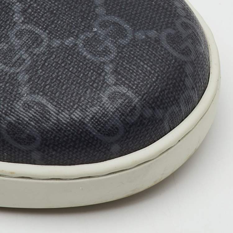 Pre Owned Gucci Black GG Supreme Canvas Web Ace Tiger Low Top Sneakers Size 44