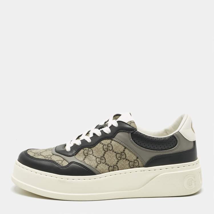 Pre Owned Gucci Multicolor Leather and GG Supreme Canvas Chunky B Sneakers Size 41