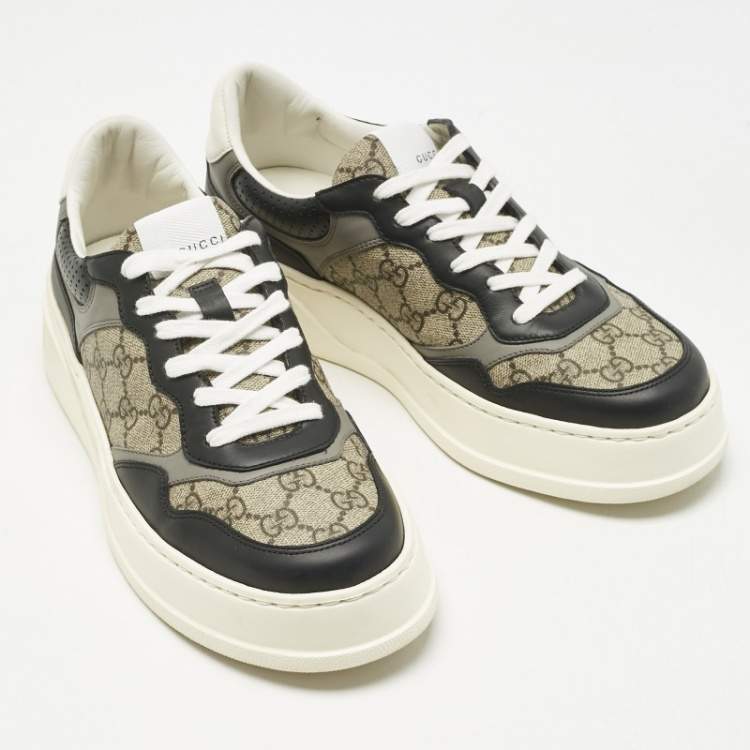 Pre Owned Gucci Multicolor Leather and GG Supreme Canvas Chunky B Sneakers Size 41