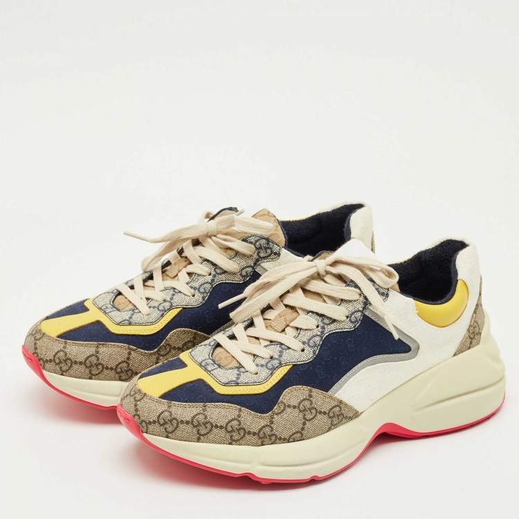 Pre Owned Gucci Multicolor GG Supreme Canvas Rhyton Sneakers Size 41