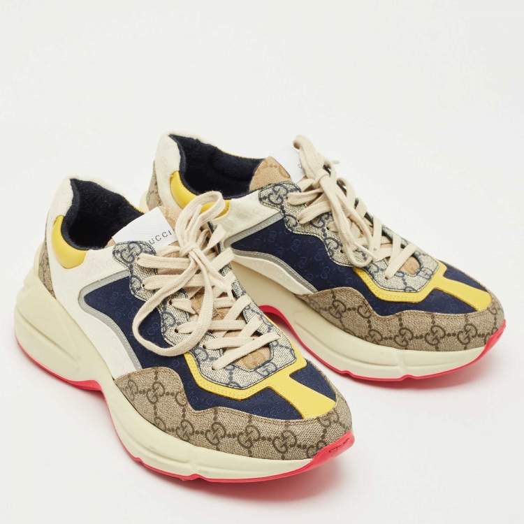 Pre Owned Gucci Multicolor GG Supreme Canvas Rhyton Sneakers Size 41