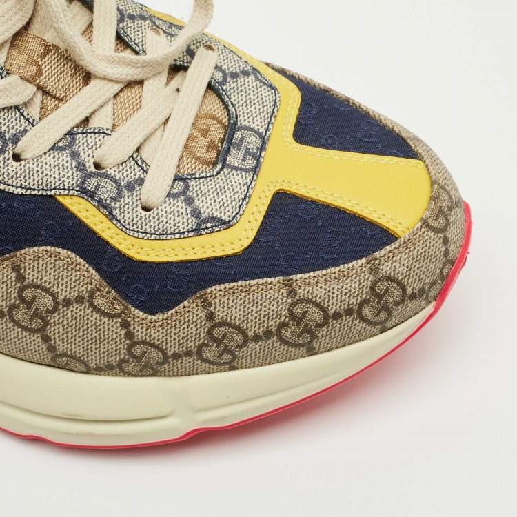 Pre Owned Gucci Multicolor GG Supreme Canvas Rhyton Sneakers Size 41