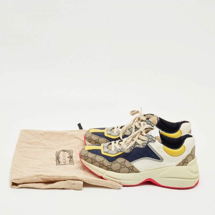 Pre Owned Gucci Multicolor GG Supreme Canvas Rhyton Sneakers Size 41