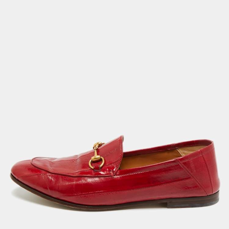 Pre Owned Gucci Black Eel Leather Horsebit Jordaan Loafers Size 46