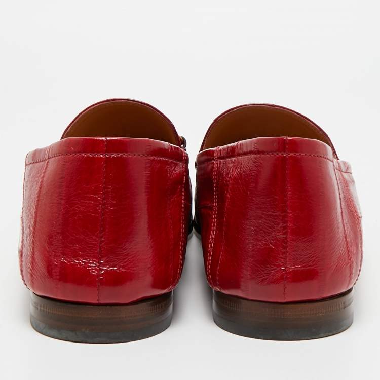 Pre Owned Gucci Black Eel Leather Horsebit Jordaan Loafers Size 46