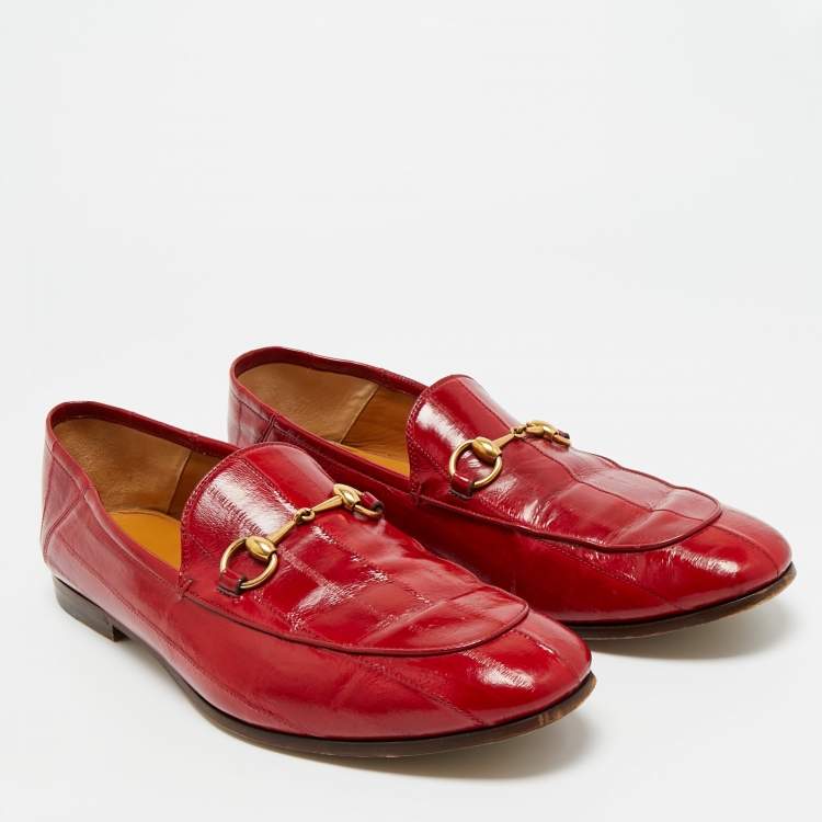 Pre Owned Gucci Black Eel Leather Horsebit Jordaan Loafers Size 46
