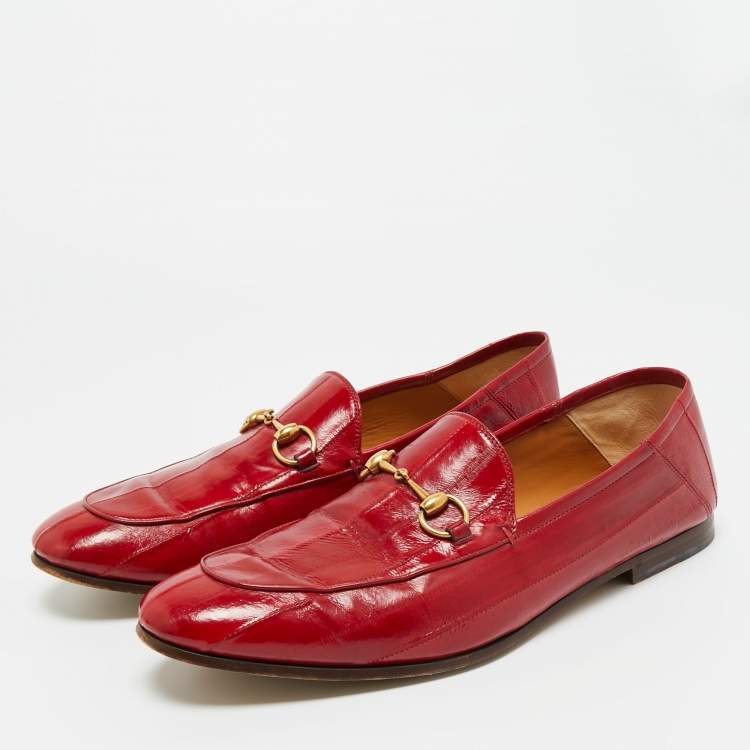 Pre Owned Gucci Black Eel Leather Horsebit Jordaan Loafers Size 46