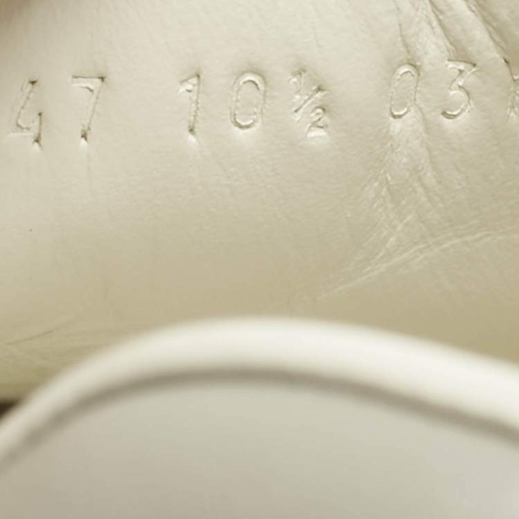 Pre Owned Gucci White/Grey Leather Perforated GG Ace Sneakers Size 44.5