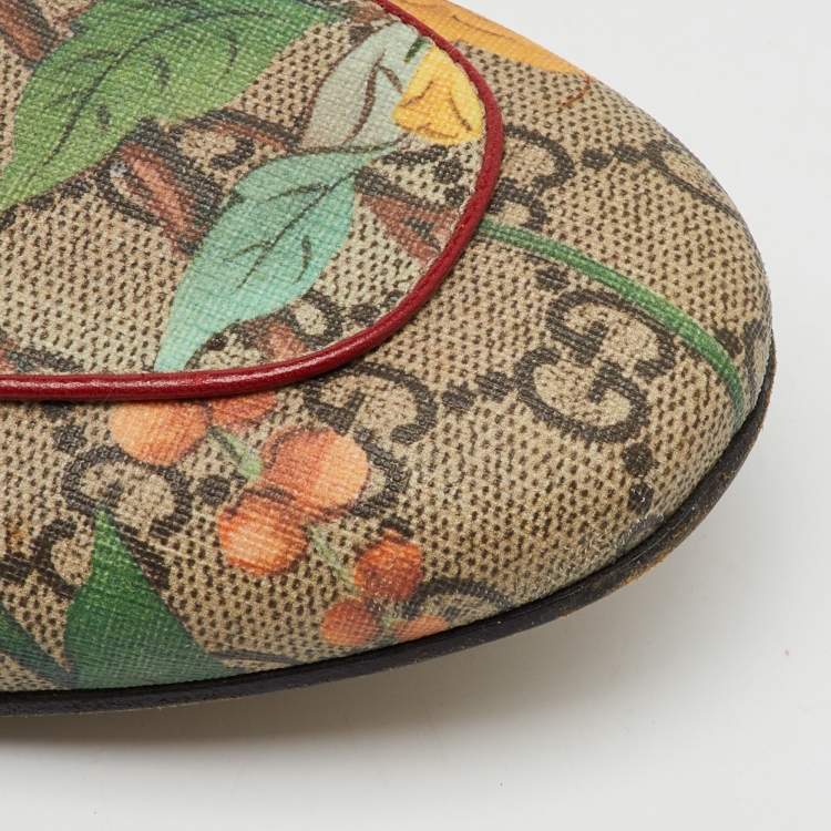 Pre Owned Gucci Multicolor GG Supreme Canvas Tian Princetown Flat Mules Size 41