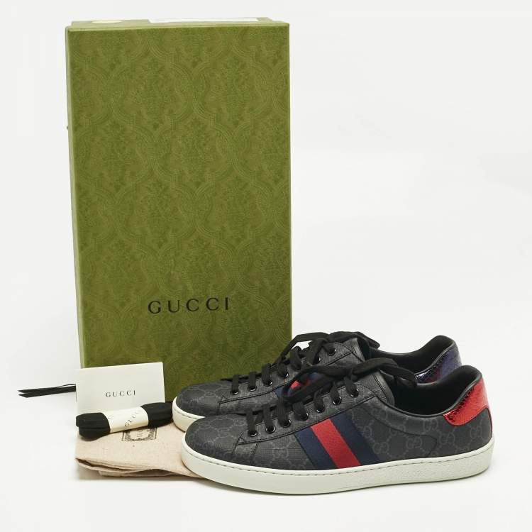 Pre Owned Gucci Black GG Supreme Canvas Ace Sneakers Size 42