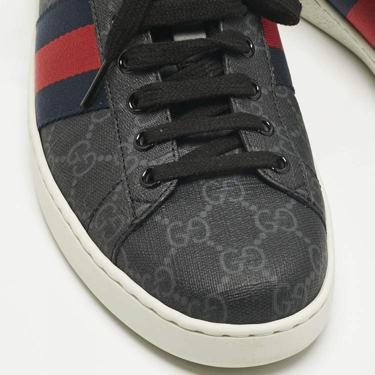 Pre Owned Gucci Black GG Supreme Canvas Ace Sneakers Size 42