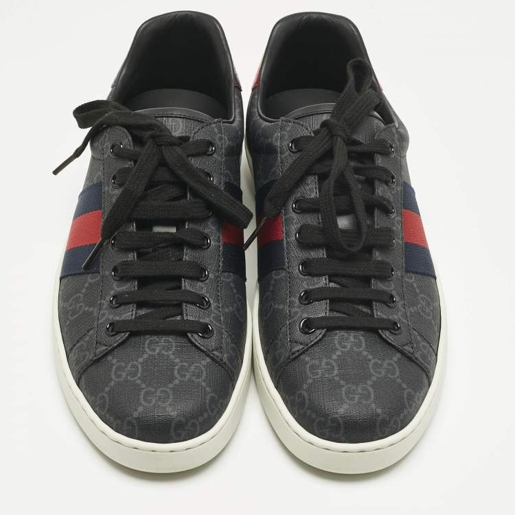 Pre Owned Gucci Black GG Supreme Canvas Ace Sneakers Size 42