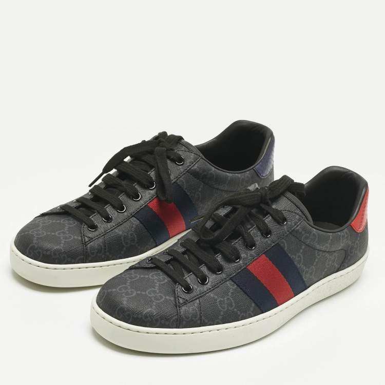 Pre Owned Gucci Black GG Supreme Canvas Ace Sneakers Size 42