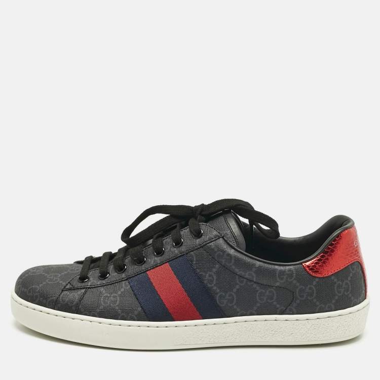 Pre Owned Gucci Black GG Supreme Canvas Ace Sneakers Size 42