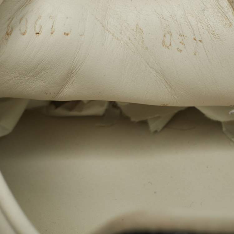 Pre Owned Gucci White Snakeskin Embossed and Leather Web Ace Low Top Sneakers Size 43.5
