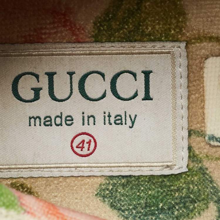 Pre Owned Gucci Gold/White Mesh, Glitter and Leather Ultrapace Low Top Sneakers Size 41