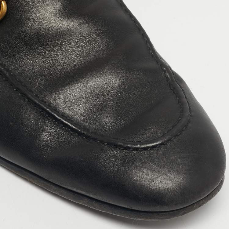 Pre Owned Gucci Jordaan Black Leather Horsebit Loafers Size 42.5