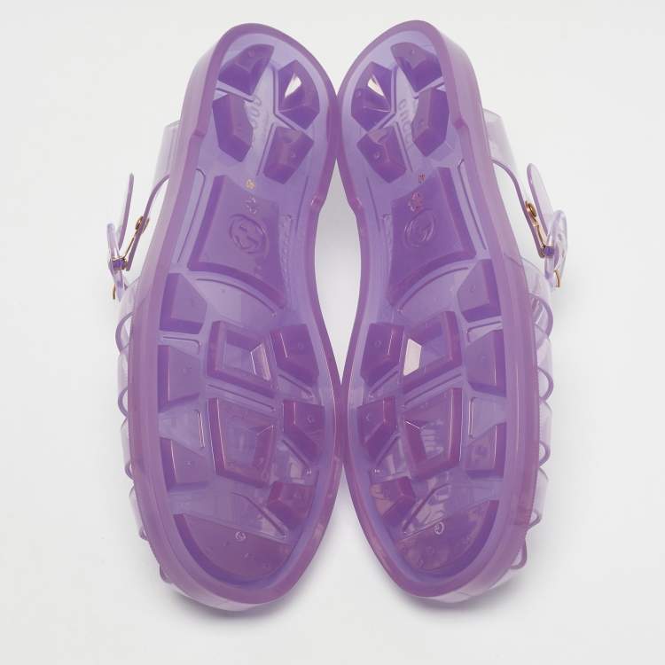 Pre Owned Gucci Purple Rubber Fishermen Flat Sandals Size 40