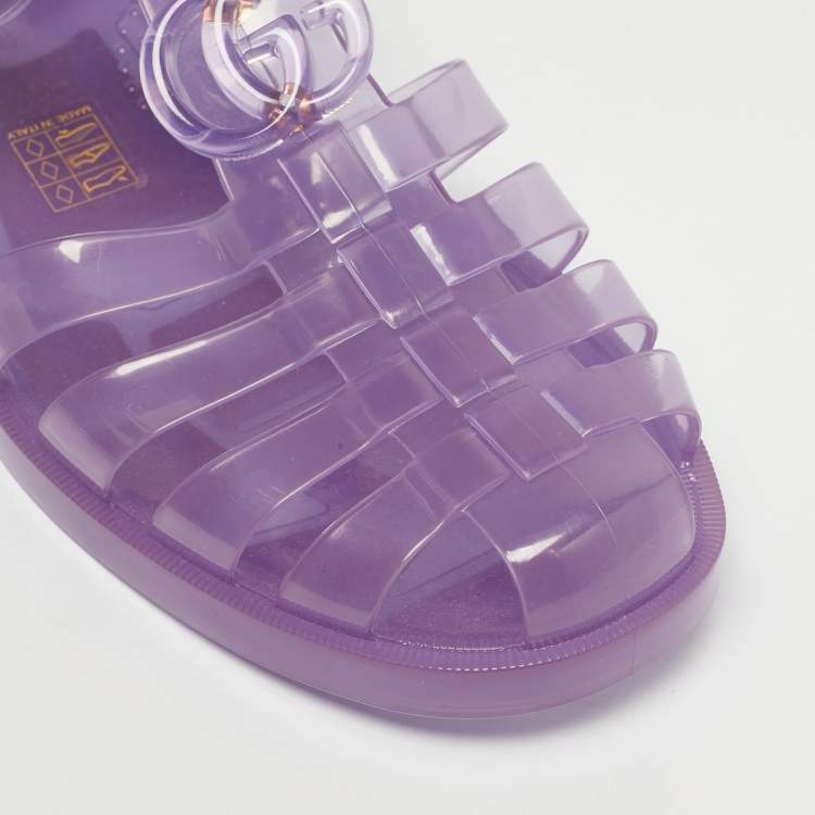 Pre Owned Gucci Purple Rubber Fishermen Flat Sandals Size 40
