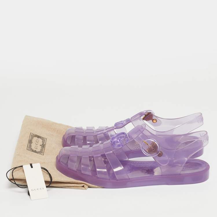 Pre Owned Gucci Purple Rubber Fishermen Flat Sandals Size 40