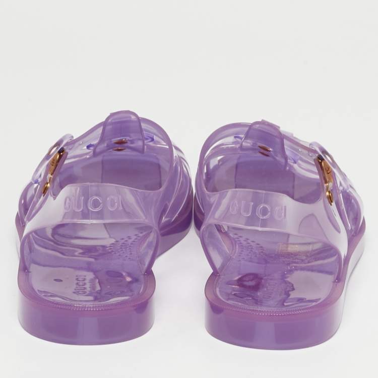Pre Owned Gucci Purple Rubber Fishermen Flat Sandals Size 40