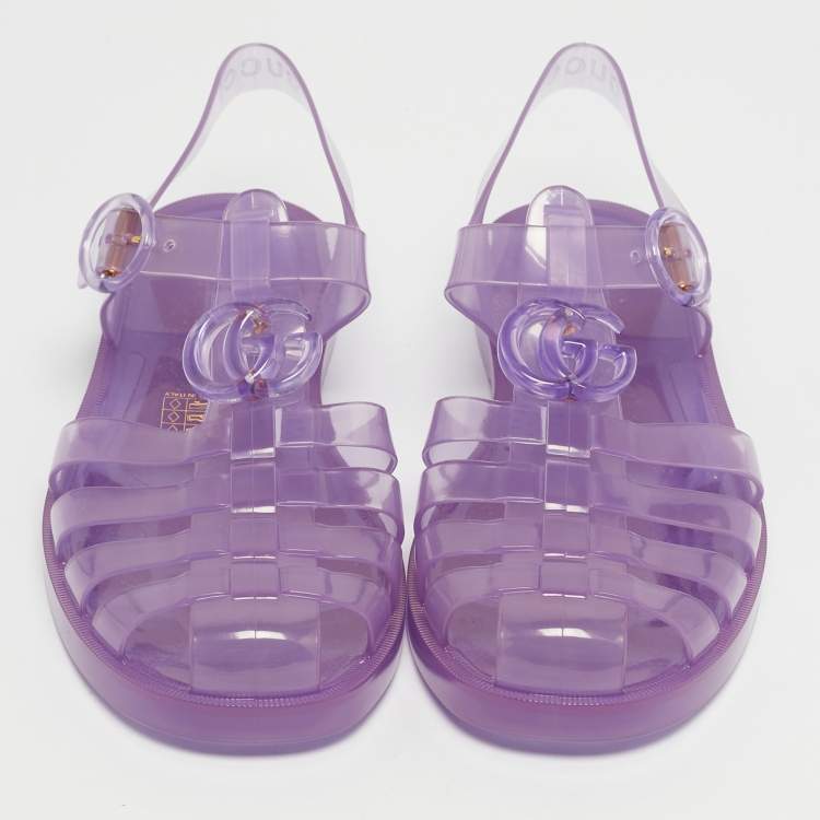 Pre Owned Gucci Purple Rubber Fishermen Flat Sandals Size 40